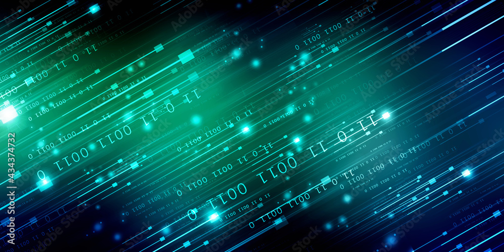 Poster 2d illustration abstract digital binary data on computer screen