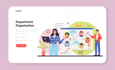 Fototapeta premium Department organization web banner or landing page. Business teamwork.