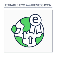 Eco excellence line icon. Award. Excellence in social and environmental sustainability. Eco awareness concept. Isolated vector illustration. Editable stroke