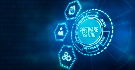 Internet, business, Technology and network concept.Inscription SOFTWARE TESTING on the virtual display.