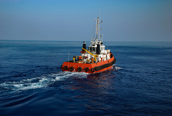 Fototapeta premium orange rescue boat