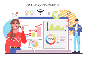 Process optimization online service or platform. Idea of business