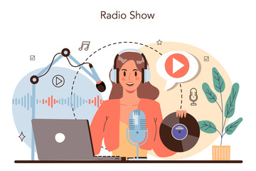 Radio host concept. Idea of news broadcasting in the studio.