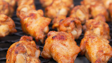 Grilled chicken half - wings close - up