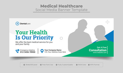 Medical healthcare facebook cover photo design or web banner for medical services - obrazy, fototapety, plakaty