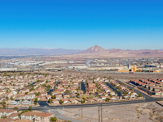 High angle view of the Vegas cityscape from Henderson View Pass