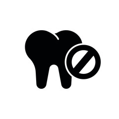 Tooth extraction glyph icon. Dental services and therapy. Vector isolated black illustration.
