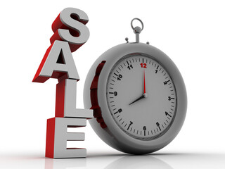 3d illustration stopwatch with sale text