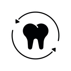 Regular dental check-ups glyph icon. Dental services and therapy. Vector isolated black illustration.