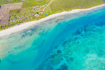 Fototapeta na wymiar Aerial view to ocean waves. Blue water background. Dramatic colors photo.