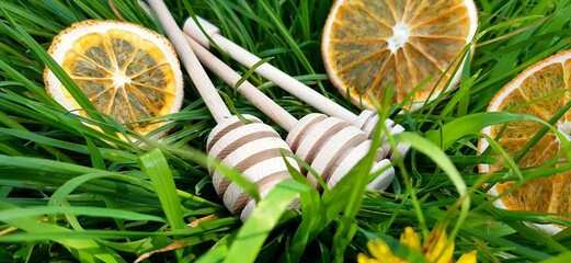 easter eggs on grass