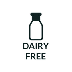 Obraz premium Vector illustration of the icon does not contain dairy products. Milk and lactose free packaging and labels