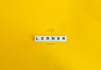 Lerner index banner and concept. Block letters on bright orange background. Minimal aesthetics.