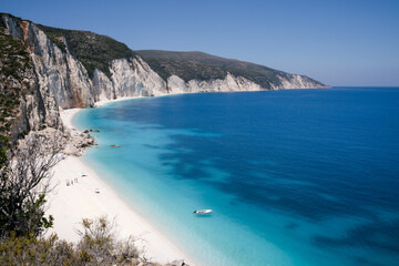 Remote and hidden Fteri beach in Keflaonia Island, Greece, Europe