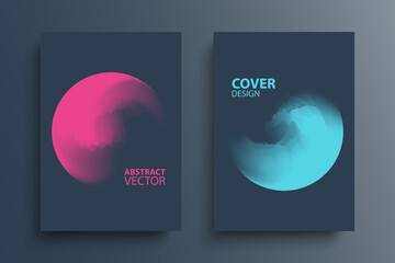 Brochure cover template layouts with gradient orbs round shapes. Futuristic abstract backgrounds with color gradient sphere for your graphic design. Vector illustration.