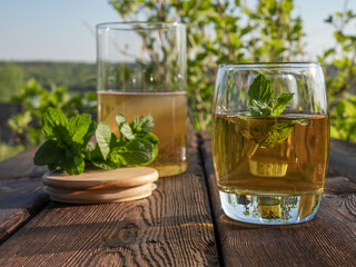 Kombucha fermented delicious drink, dietary for a healthy diet.