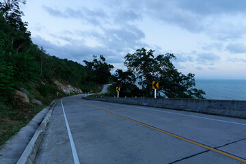 Emply road on the mountain near ocean
