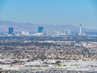 High angle view of the Vegas cityscape from Henderson View Pass