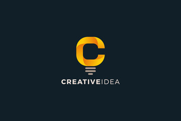 Letter c yellow color creative idea logo  