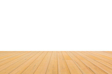 empty wooden floor on white background.