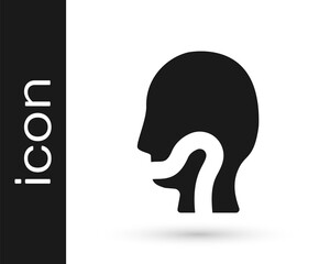 Black Sore throat icon isolated on white background. Pain in throat. Flu, grippe, influenza, angina. Healthcare and medical. Vector