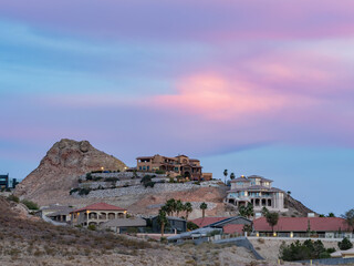 Beautiful afterglow, clouds and some residence building at Henderson