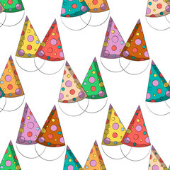 Seamless vector pattern with color holiday cap