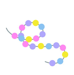 beads strung on a string, garland, set boho style, necklace, one color element isolated on a white background