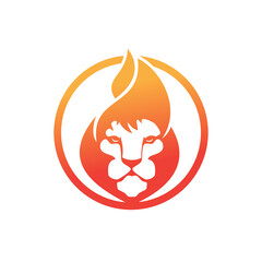 Lion fire vector logo design template. Creative lion fire or lion flame logo design concept. 