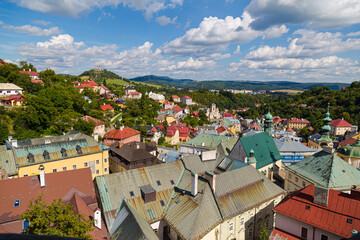 Fototapeta premium Ancient Banska Stiavnica city, Slovakia, Europe . Panorama of the city