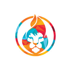 Lion fire vector logo design template. Creative lion fire or lion flame logo design concept. 