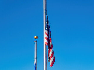 Flag hang near the Heritage Park Aquatic Complex