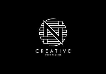 Letter N Monogram linked striped circle, Interesting concept looks abstract