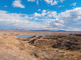 Fototapeta na wymiar The Cliffs View Point landscape of Lake Mead National Recreation Area