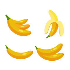 This is a set of banana isolated on a white background.