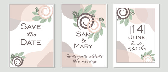 Wedding minimalist floral invitation card 