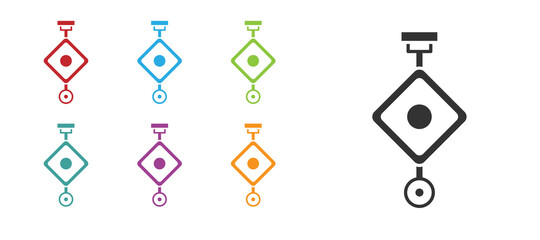 Black Chinese paper lantern icon isolated on white background. Set icons colorful. Vector