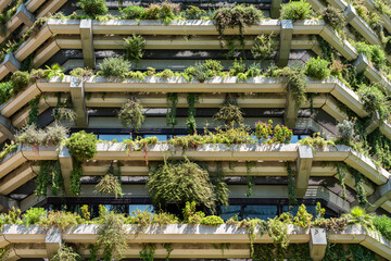 Green Building Facade Details In Barcelona, Spain