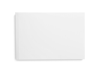 Blank paper brochure isolated on white, top view. Mockup for design