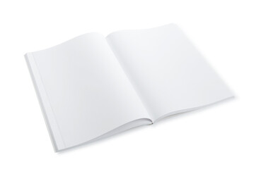 Open blank paper brochure isolated on white. Mockup for design