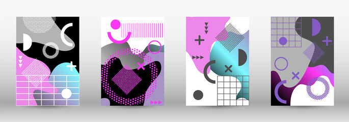 Modern memphis background set covers, great design for any purposes. Colorful trendy illustration. Colorful geometric background design. Creative vector banner illustration.