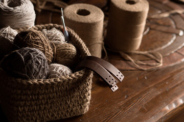 Set for crochetting from jute hobby