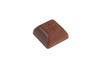 Cubes of chocolate bar isolated on white background