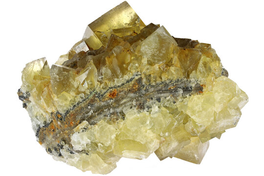amber fluorite from Hilton Mine, England isolated on white background