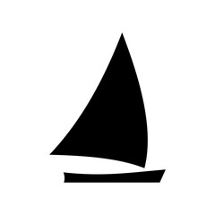 Silhouette of a black sailboat on a white background.