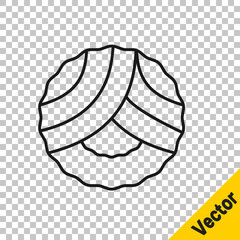 Black line Memorial wreath icon isolated on transparent background. Funeral ceremony. Vector