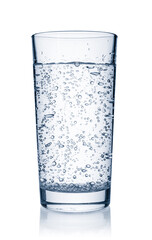 Glass with sparkling water  isolated on white background