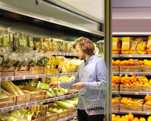 Man buying fruits and vegetables  at the market