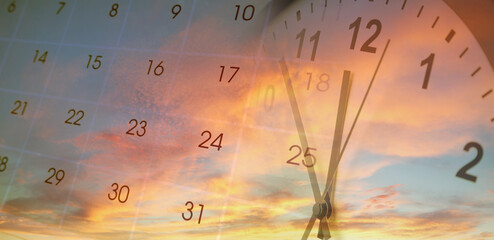 Clock and calendar in sky