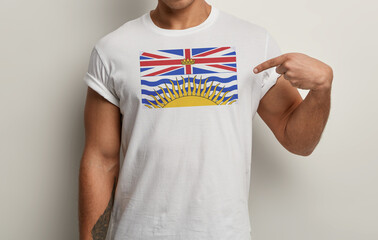 british columbia Flag on white man t-shirt